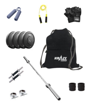 Krazy 24 kg (1kg 4pc., 5kg 4pc.) Home Gym Combo Set Plus