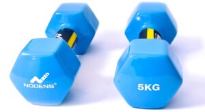 NODENS Unisex Metal Integrated PVC Best Vinyl Dumbbell (Pack of Two) ; 5kg Each PVC Dumbbells