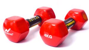 NODENS Unisex Metal Integrated PVC Best  Vinyl Dumbbell (Pack of Two) ; 4kg @ PVC Dumbbells