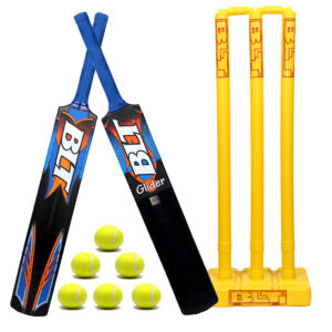 Blt Hard Plastic Cricket Bat Glider Wicket set With 6pc. tennis balls Hard Plastic Bat Alloy Bat 12-15 Age Group