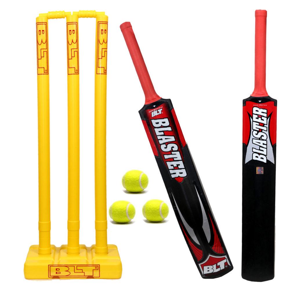 BLT Blaster Hard Plastic Bat with Wicket set (3pc. stumps, 2pc. bails