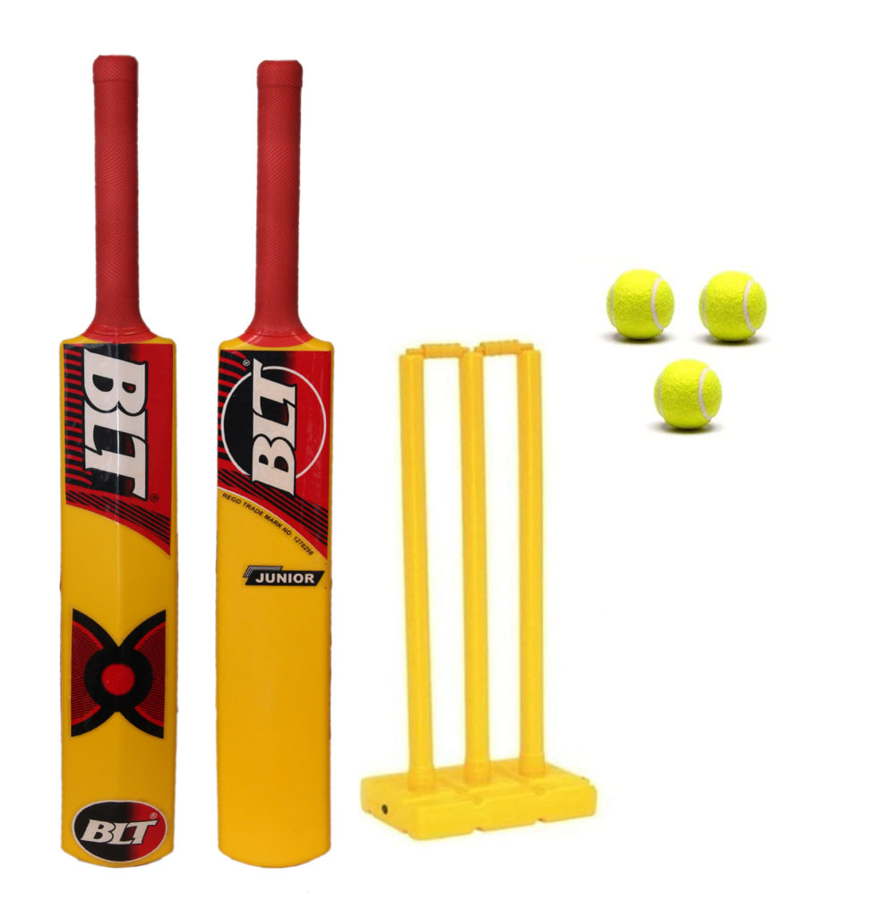 BLT Junior NO.5 Hard Plastic bat with 3pc. stumps 2pc. bails 1pc. base