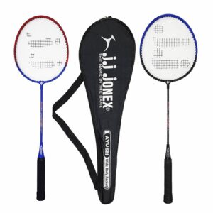 JJ Jonex Ayush Aluminum Badminton Set 2 Rackets Light Weight With Full Cover MULTICOLOR