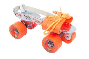 JJ JONEX Super Tenacity Orange with Brake Adjustable Quad Roller Skates Suitable for Age Group 6-15 Years