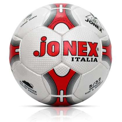 JJ Jonex Italia Football size 5 soccer ball in white and red, rubber football