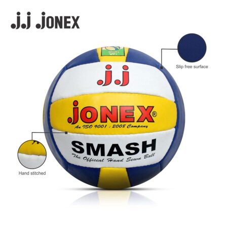 JJ Jonex Smash Volleyball | Size 4 | Multicolour 11 JJ Jonex Smash Volleyball rubber surface view