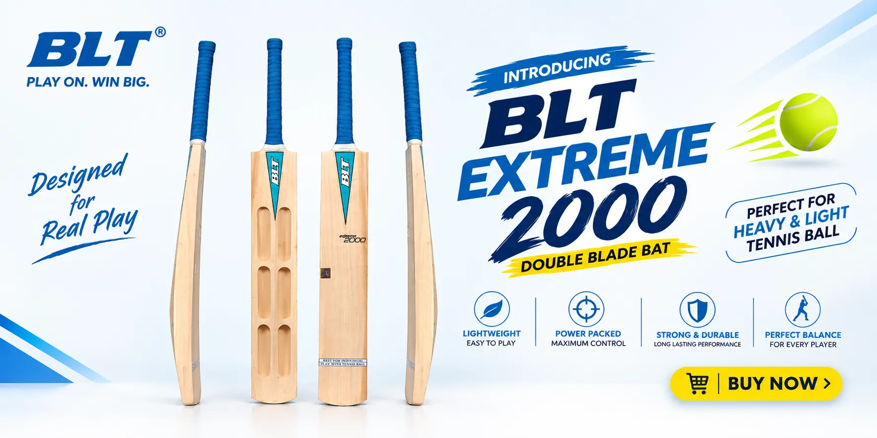 BLT Extreme 2000 double blade cricket bat for heavy and light tennis ball