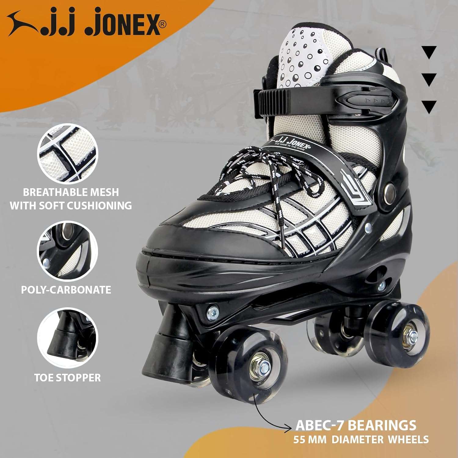 JJ JONEX Unisexyouth Quad 500 Adjustable Roller_Derby_Wheel Led Quad Roller Skates: Ideal for Beginners to Intermediates, Indoor & Outdoor Fun for All Ages 3 JJ JONEX Unisexyouth Quad 500 Adjustable Roller_Derby_Wheel Led Quad Roller Skates: Ideal for Beginners to Intermediates, Indoor & Outdoor Fun for All Ages - Image 3