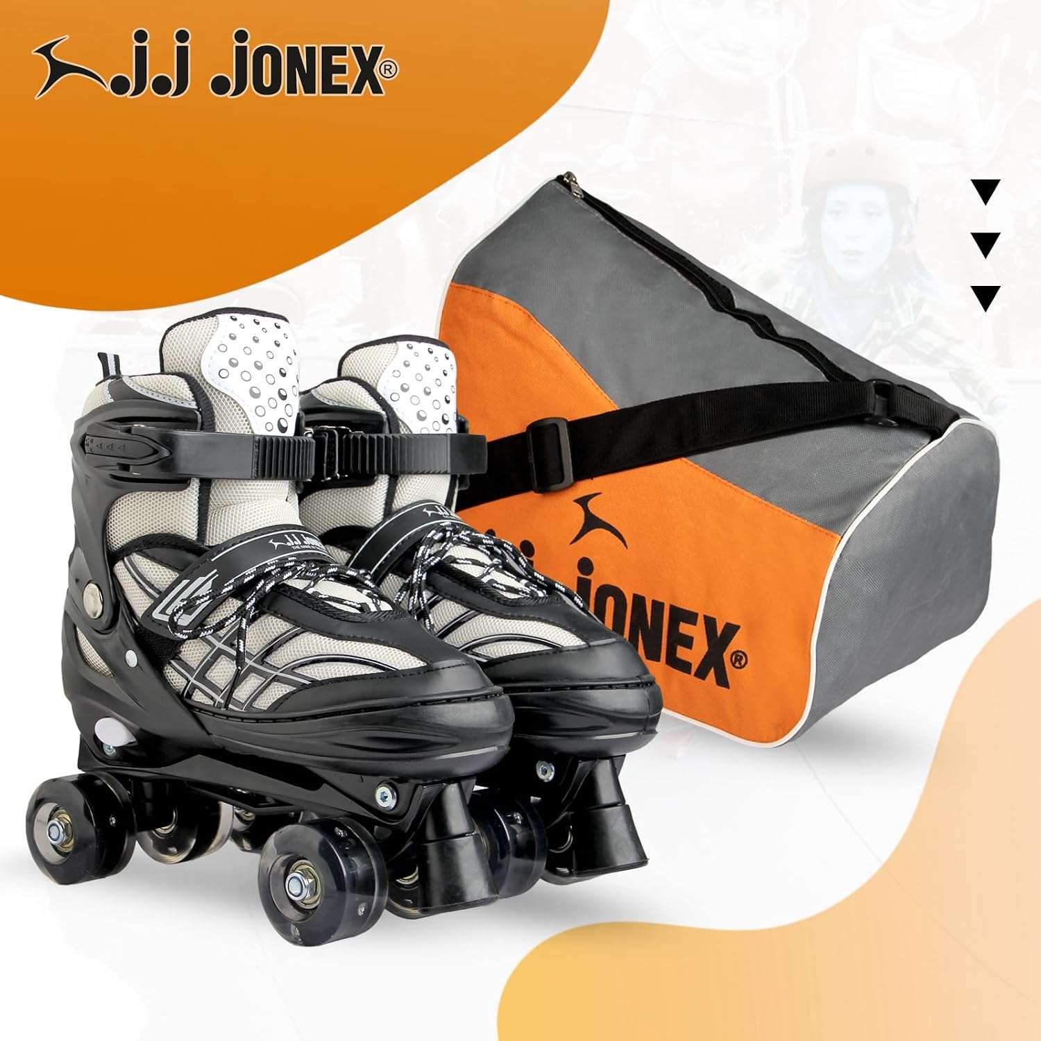 JJ JONEX Unisexyouth Quad 500 Adjustable Roller_Derby_Wheel Led Quad Roller Skates: Ideal for Beginners to Intermediates, Indoor & Outdoor Fun for All Ages 7 JJ JONEX Unisexyouth Quad 500 Adjustable Roller_Derby_Wheel Led Quad Roller Skates: Ideal for Beginners to Intermediates, Indoor & Outdoor Fun for All Ages - Image 7