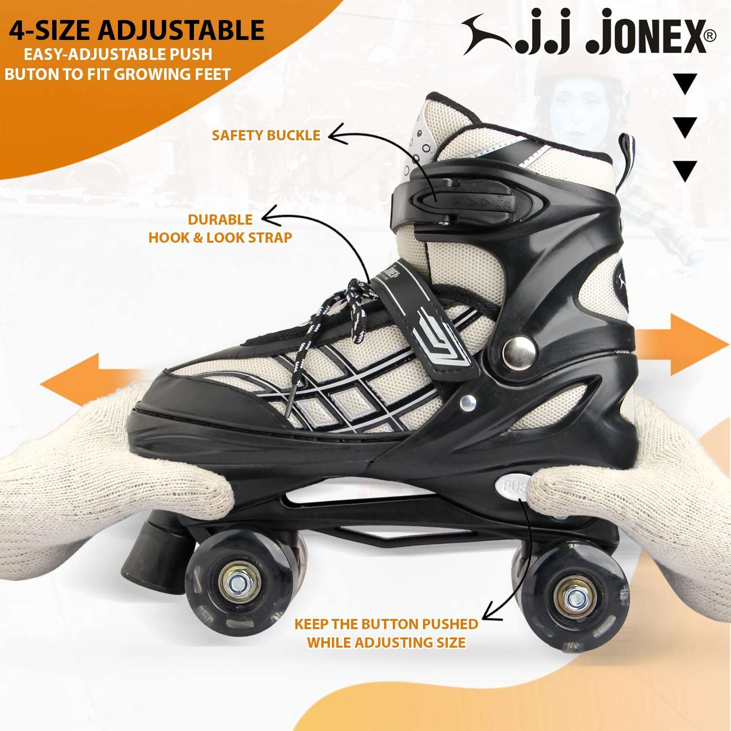 JJ JONEX Unisexyouth Quad 500 Adjustable Roller_Derby_Wheel Led Quad Roller Skates: Ideal for Beginners to Intermediates, Indoor & Outdoor Fun for All Ages 6 JJ JONEX Unisexyouth Quad 500 Adjustable Roller_Derby_Wheel Led Quad Roller Skates: Ideal for Beginners to Intermediates, Indoor & Outdoor Fun for All Ages - Image 6
