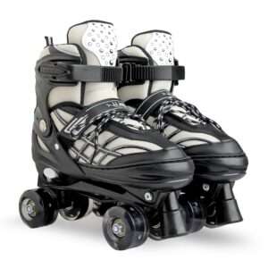 JJ JONEX Unisexyouth Quad 500 Adjustable Roller_Derby_Wheel Led Quad Roller Skates: Ideal for Beginners to Intermediates, Indoor & Outdoor Fun for All Ages